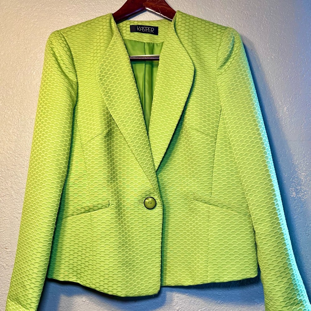 Kasper Women's Lime Green Textured Blazer